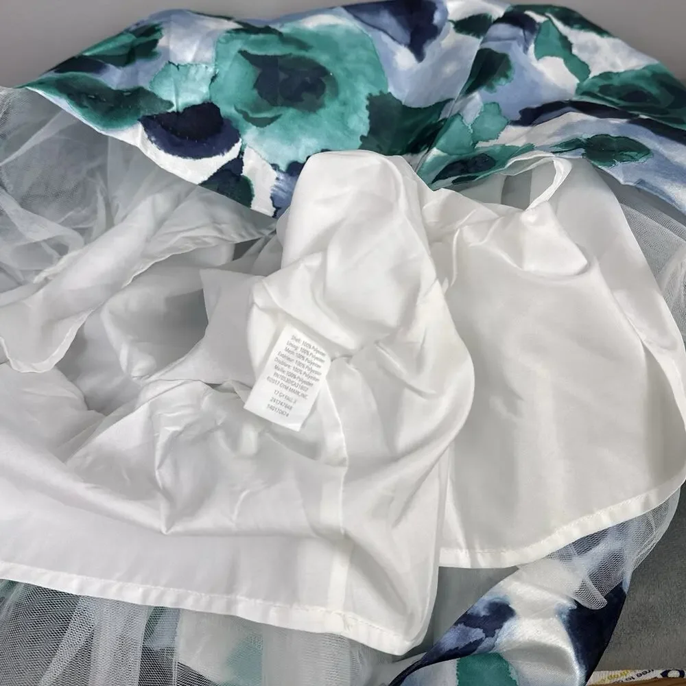 Gymboree Dressed Up Girls Dress Size 8 Satin Floral Party Taffeta Tulle Lined